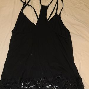 Express Black XS Lace Bottom Tank Top